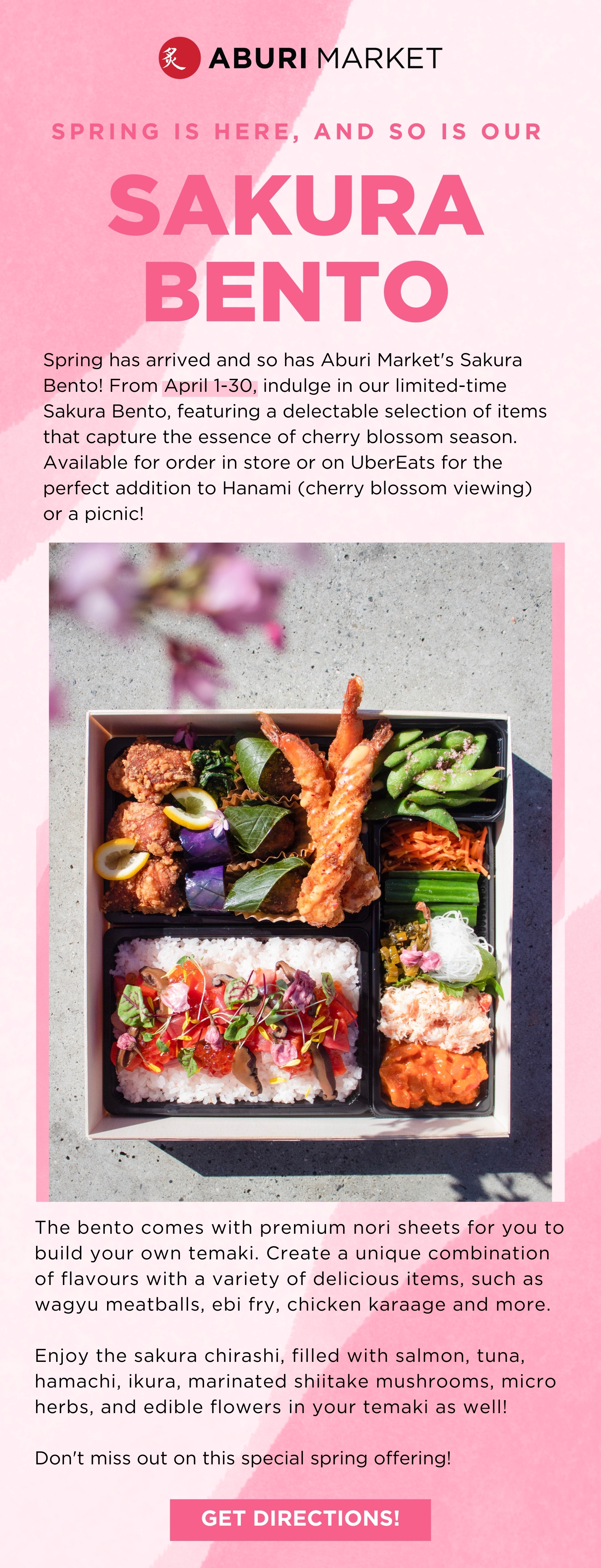 Aburi Market Sakura Bento email newsletter